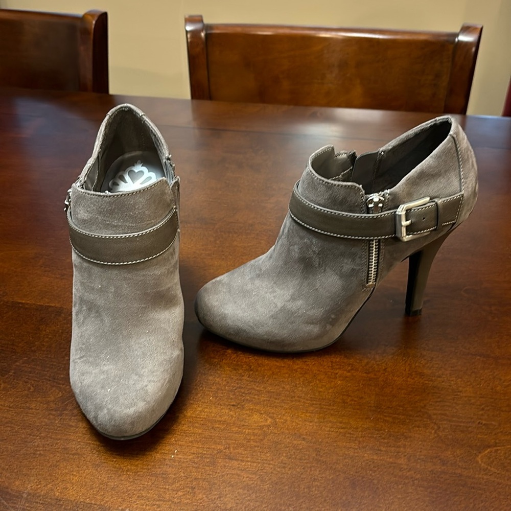 Grey suede booties